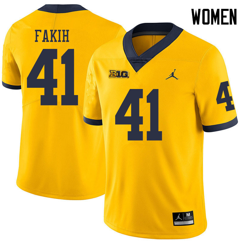 Jordan Brand Women #41 Adam Fakih Michigan Wolverines College Football Jerseys Sale-Yellow